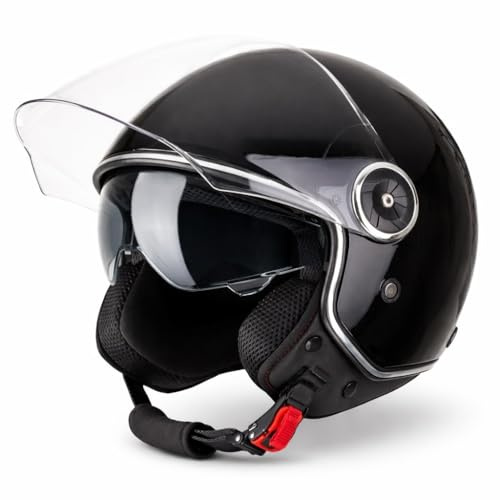 VINZ Tobia Jethelm mit Doppelvisier | Roller Helm mit Sonnenblende | In Gr. XS-XXL | ECE 22.06 Zertifiziert | Motorradhelm mit Visier |Viele Farben Erhältlich