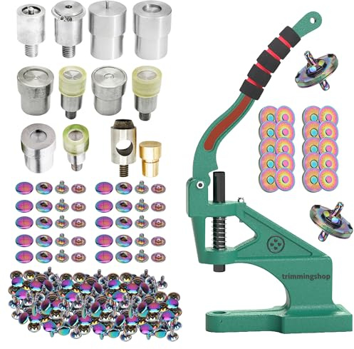 Trimming Shop Kit per realizzare borse – Pressa manuale a macchina verde, rivetti tubolari, bottoni magnetici, bottoni a pressione a molla a S, bottoni e set di fustelle per artigianato in pelle e