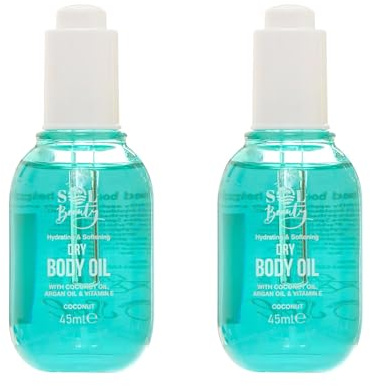 Sol Beauty Huile Corps Séchante Parfum Coco avec Huile de Coco, Huile d'Argan & Vitamine E, Aide à Lisser et Adoucir la Peau, Hydratant Léger Vegan Amical 2 x 45ml