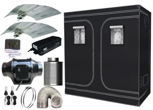 Complete Indoor Hydroponics Growing Kit with Grow Tent, 600 Watt HPS Light, Carbon Filter, Fan (120 x 240 x 200 cm)