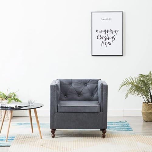 KATERYY Sessel Grau Stoff,Luxuriöser Chesterfield Sessel Stilvoller Komfort für Wohnzimmer, Büro und Schlafzimmer Wohnzimmer, Sessel