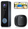 Wireless Video Doorbell Camera with Chime, Head-to-Toe View 2K HD Smart WiFi Door Bell with Camera Battery Operated Motion Detection Night Vision 2-Way Audio Support Cloud Storage Works with Alexa