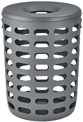 blomus Wäschesammler -KORIE- | Wäschekorb 90 L mit Deckel | Großer Wäschebehälter 40Ø x 54H cm | Farbe Magnet Grau