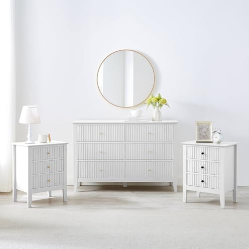 Large Chest of Drawers and Pair of Bedside Tables - Hales White Range
