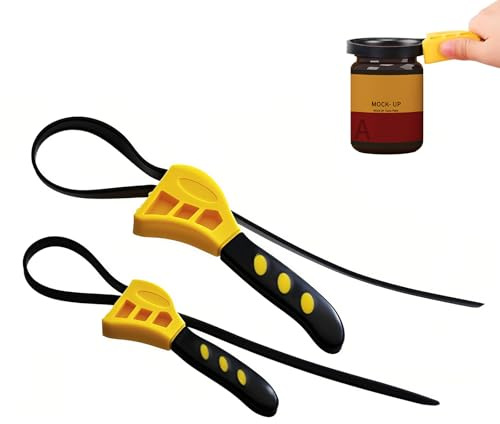 CHXAOM 2 Teiliges Ölfilterschlüssel Set Bandschlüssel Set Schraubenschlüssel Set 6 Und 8 Zoll,universeller Gummi-Bandschlüssel Als Glasöffner, Rohrschlüssel, Sanitär (gelb Schwarz)