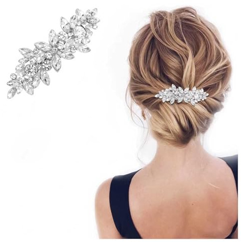 Cybche Strass Haarspangen Kristall Haarspangen Silber Cz Clip Barrette Edelstein Blatt Haarnadel Funkelnde Blätter Haarspangen Braut Haarschmuck Für Frauen Kopfschmuck
