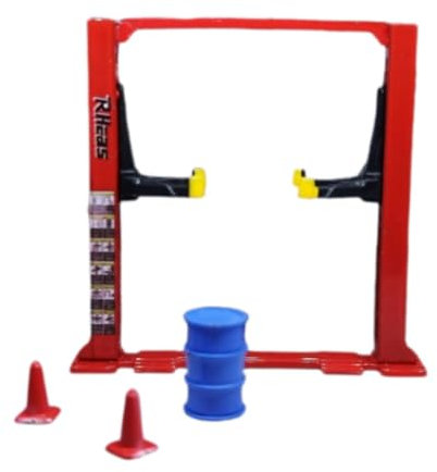 JISADER 1/64 Diorama Garage Accessories Auto Repair Tool Architecture Model Model Workshop, Red Car Lift