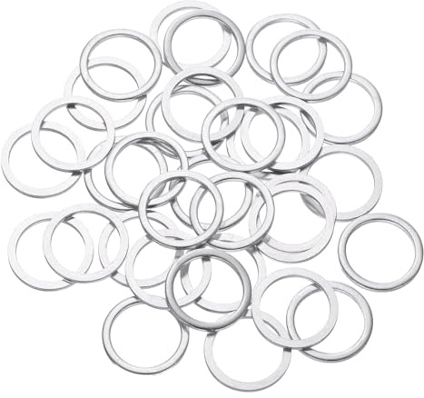 sourcing map Lot de 50 rondelles plates M14, joints d'étanchéité ronds en aluminium de 18 mm de diamètre extérieur de 1,5 mm d'épaisseur, entretoises plates pour vis, boulons, accessoires de