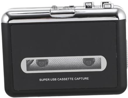 SHINEOFI Convertisseur Cassette vers USB avec Haut Parleur Détachable Lecteur de Cassette Audio Portable pour Numérisation et Écoute de Musique Noir