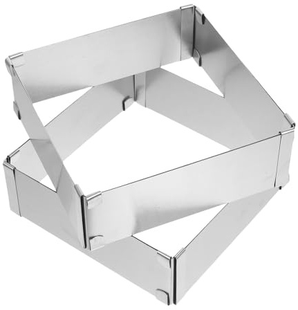 Ciieeo 2 moldes ajustables para tartas: molde rectangular de acero inoxidable para mousse, extensible, para repostería de cocina, de 15 a 28 cm.