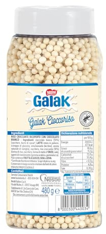 GALAK PROFESSIONALE Cioccoriso Bianco Decorazione per Dolci, Barattolo 480g