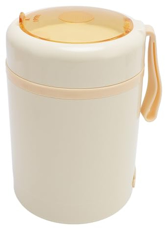 Hamwesh Fiambrera Eléctrica Calentador de Alimentos, Acero Inoxidable 304 Alimentado por USB, Temperatura Constante de 60 °C, a Prueba de Fugas, 600 Ml, Lonchera Portátil con Cuchara (Beige)