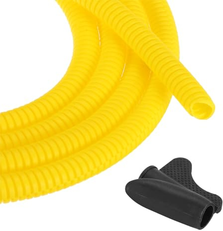 sourcing map 1/4 Inch 10ft Split Wire Loom Tubing, Flexible Cord Protectors with Installation Tool Cable Management Sleeve Conduits Cover for Office Home Electrical Automotive Wires, Yellow