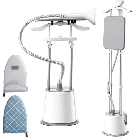 Dampfglätter Vertikaler Steamer, Dampfglätter 1800W mit 45g/min Dampfstoß – Höhenverstellbarer Handsteamer mit integriertem Bügelbrett – 2,5L Tank für alle Stoffe (Hemden/Seide/Vorhänge)