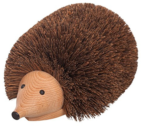 REDECKER Bassine Fiber Shoe Cleaning Hedgehog, 11-3/4 inches - Sturdy Beechwood Base - Natural Bristles, Decorative Design - Hedgehog Boot Scraper - Hedgehog Shoe Brush, Made in Germany