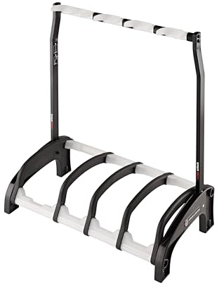 K&M 17534 4-fach Gitarrenständer Guardian 3+1 Schwarz mit transluzenten Elementen - Für Nitrolack geeignet