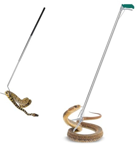 IC ICLOVER 52 Inch Snake Tong + 39.3 Inch Snake Hook, Upgrade Extra Long Professional Grabber & Collapsible Snake Hook, Best Tool Set for Moving Rattle Snake Corn Snake Kingsnakes Lizard Reptiles