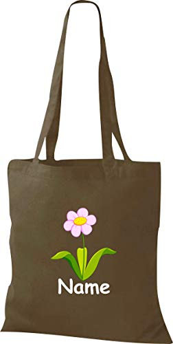 Shirtinstyle Stoffbeutel Tasche, Tiermotiv Blume mit Wunschnamen, Natur Zoo Tiere Animal, Geschenk, Baumwolltasche, Logo, Spruch, Verwandschaft, Motiv, Farbe Lila