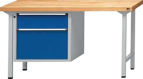Werkbank V B2000xT700xH890mm Buche grau blau Anz.Schubl.xH 1x180,1x360mm