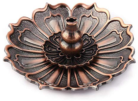 Lotus - Soporte de incienso de latón, para incienso de Lotus Incenser, con forma de cono y quemador de cenizas, para resina en polvo granular para decoración del hogar, oficina, casa de té