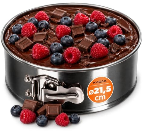 KADAX Cake Tin, Tinned Sheet Metal Baking Mould for Baking, Oven, Springform Cake Trays for Cheesecake, Round Bakeware (⌀ 21.5 cm, Silver)