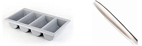 Olympia 6690 Kristallon Cutlery Tray 4 Compartment - GN 1/1, Grey & C121 Kelso Teaspoon (Pack of 12)