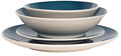 BigBuy Home Vajilla Spiral Azul 18 Piezas