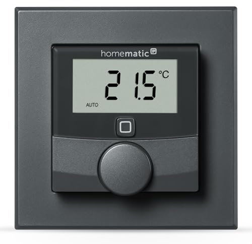 Homematic IP Smart Home Wandthermostat mit Luftfeuchtigkeitssensor, athrazit, digitales Thermostat Heizkörper/Fußbodenheizung App, Alexa, Google Assistant, Temperaturmessung, Energie sparen, 159820A0