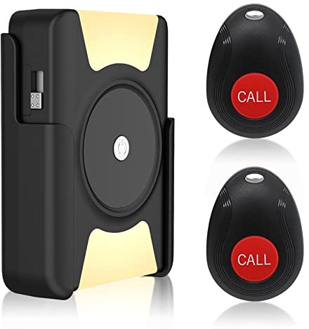 Notrufknopf für Senioren Notrufarmband Alarm Hausnotruf Notfallknopf für Senioren, Vibrationspager in Batterieversion Set 2 Sender Und 1 Empfänger Reichweite Beträgt