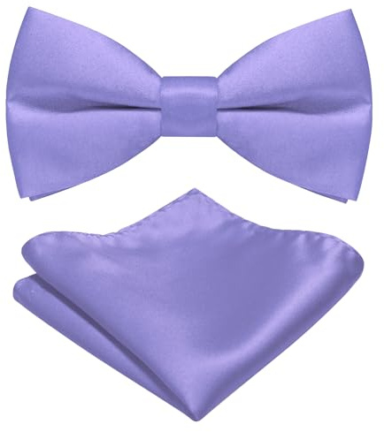 JEMYGINS Tappetini da uomo Papillon disponibili in tinta unita con set di fazzoletti, viola lavanda, M