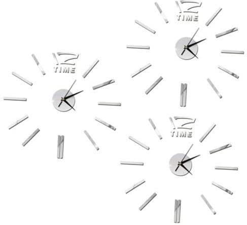 Garneck 3 Stücke Einfach Installieren Wanduhr Moderne Rahmenlose Uhr Spiegel Für Silber