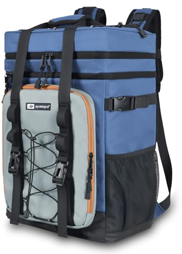 Kühlrucksack Groß 30L Kühltasche Rucksack Faltbar mit Kühlung, 40 Dosen | Thermo Rucksack Isolierte Kühltasche mit Kühlfach Kühlrucksäcke Einkaufsrucksack für Strand/Picknick/Camping/BBQ/Ausflüge