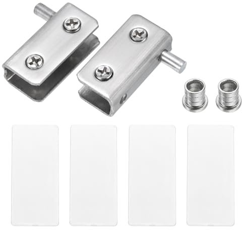 QUARKZMAN Verstellbare Glas Tür Scharniere Klemme 4 Paar Edelstahl Stahl Schrank Glas Tür Drehgelenk Scharnier Clip für 5-8mm Dicke Glas Silber 40x10x20mm