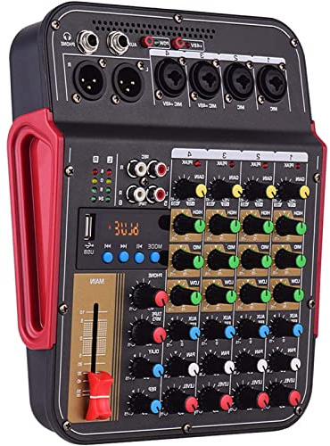 Mezclador de Audio Digital de 4 Canales, mesas de Mezclas de Estudio, Ecualizador de 3 Bandas en Todos los Canales para grabación de Estudio, Equipos de DJ y más, con Sistema de Audio Profesional co
