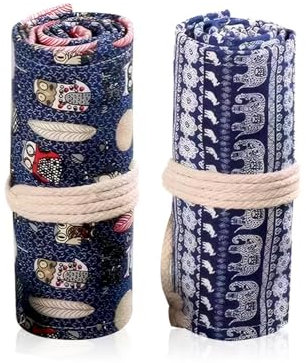 APPCXOKL Zweireihige Stiftemappe - Stifterolle Leer mit Pinseltasche - Praktische Stifte Aufbewahrung für Schule und Freizeit, geeignet für Stifte, Buntstifte, Flipchart Stifte und mehr