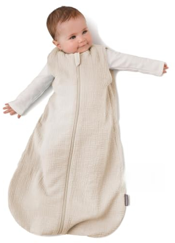 LaLoona Sommerschlafsack Mull, ärmellos - Leichter Baby Schlafsack ohne Ärmel für Sommer und Frühling, 0.5 TOG, 100% Baumwolle, ÖkoTex Standard 100