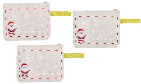 itsisa Filztasche Weihnachtspost Nordpol (3er Set) für kleine Geldgeschenke - Geschenktasche Filz Weihnachten, Geldgeschenk