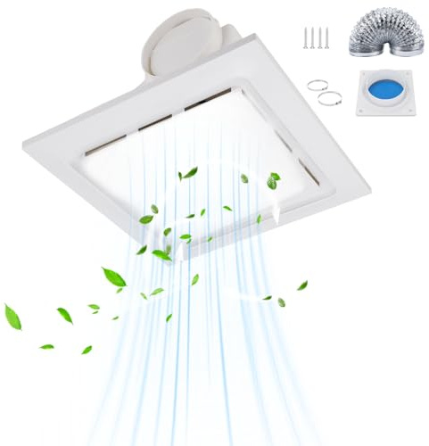 Cocoarm Extractor de Baño con Luz, 1 Sones 140 CFM Ventilación Silenciosa Ventilador de Montaje en Techo Ventilación de Escape para Ducha, Baño, Oficina, Inodoro