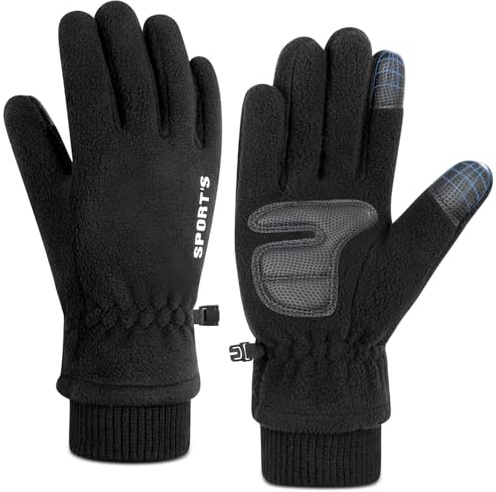 MELLIEX Vinterhandskar för män och kvinnor, varma pekhandskar, halkfria sporthandskar med elastisk handled för skidåkning cykling racing motorcykel, svart, 27.5*10.5cm