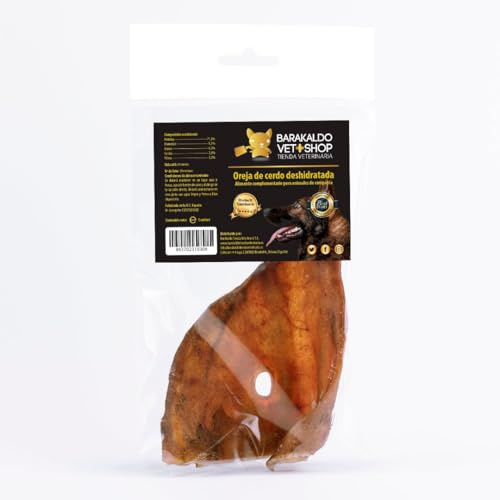 BVS Vet Shop | Orecchio di maiale disidratato per cani | Snack 100% naturale senza conservanti né coloranti | Orecchio di maiale | 6 unità