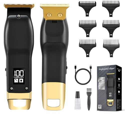 Elehomyou Beard Trimmer for Men - Rechargeable Men's Hair Clippers & Razor, Cordless Hair Trimmer & Shaver for Face, Neck, Groin & Manscaping, Ideal Gift for Men, Black