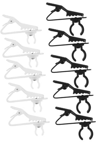 Toyvian Set de 10 Clips Micro pour Microphone Lavalier, Matériau Plastique Léger, Pince à Revers Noire 8,5 Mm et Blanche 6 Mm, pour Live Streaming et Présentations