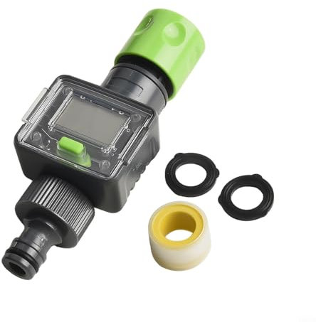 Cloudpower Water Flow Meter Indicator, Digital Magnetic Flowmeters For Water Agricultural Irrigation Flow Meter Clear Display Hall Sensor For Garden Hose 3/4 Inch Connector