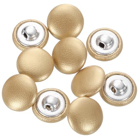 QUARKZMAN 10 Stück PU Leder Runde Knöpfe 15 mm Durchmesser Aluminium Schaft Handwerk Ersatz Nähen Buttons für Kleidung, Dekoration, DIY Zubehör (Gold)