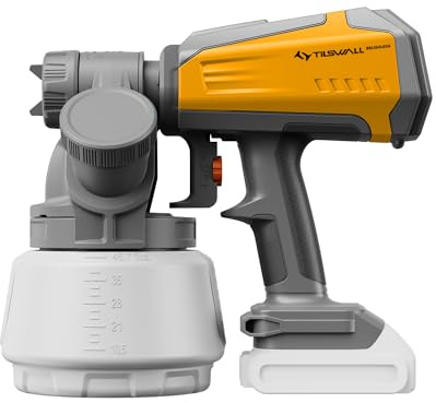 Paint Sprayer for Mak 18V Battery, Tilswall Cordless Paint Sprayer with Brushless Motor, 1300ml Electric Spray Gun, Fence Paint Sprayers for Walls and Ceilings (Battery Not Included)