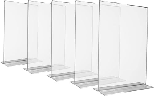 Conipa® 5 x DIN A4 Tischaufsteller Polystyrol (Hochformat) Transparent 210x93x305mm - Tisch & Stationen Aufsteller (Theken-Aufsteller) doppelseitig - Prospektständer QR-Code, Flyer, Werbung & Menu