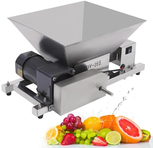 Molinillo de frutas, trituradora de frutas eléctrica de 4L,Molinillo de uvas de acero inoxidable, capacidad de producción 20 kg/h, 60 W trituradora de frutas para la producción de vino de frutas