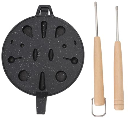 Hapivida Stampo per Biscotti a Forma di Noce, Stampo per Dolci in Legno e Lega di Alluminio con Rivestimento Antiaderente per a Gas, 12 Cavità per Biscotti, Torte e Pancake (Nera)