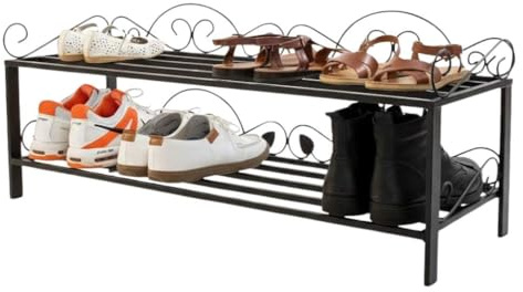 DanDiBo Schuhregal Schmal Platzsparend Schuhschrank 92cm 21236 Mi-2 Metall Schwarz Klein Shoe Rack Schuh Regal Schuhorganizer