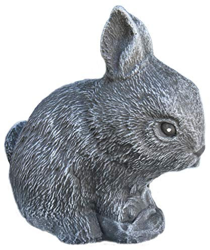 STEINFIGUREN SPICKER Steinfigur Hase Zwergkaninchen, 104/1 Gartenfigur Steinguss Tierfigur Basaltgrau